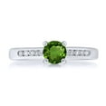 thumbnail image 2 of Gem Stone King 925 Sterling Silver Green Chrome Diopside and White Created Sapphire Engagement Ring for Women | 0.60 Cttw | Round 5MM | Gemstone Birthstone | Size 6, 2 of 2