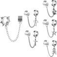 thumbnail image 1 of Heytea 6 Piezas Pendientes De Cadena Para Hombres Y Mujeres,Punk Vintage Ear Cuffs Borla Pendientes De Aro Conjunto De Acero Inoxidable Cruz Cráneo Cuelgan Pendientes De Aro Con Bi, 1 of 5