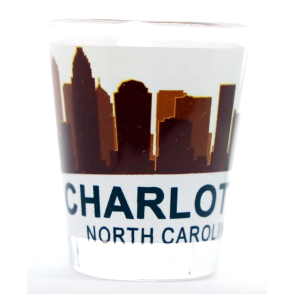 Charlotte North Carolina Sunset Skyline shot glass