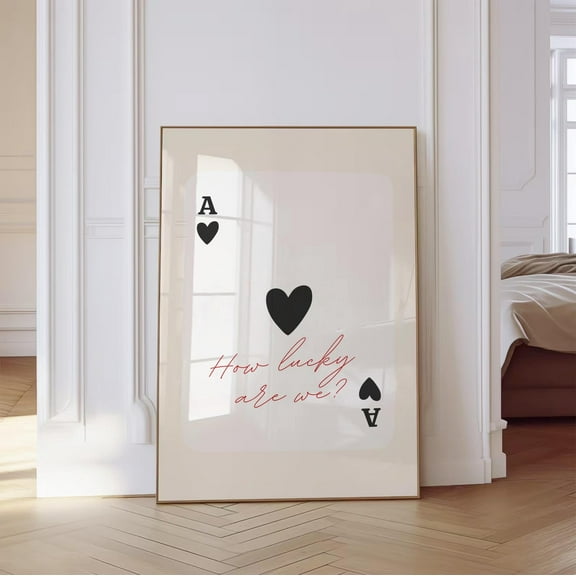 How Lucky Are We Trendy Red Ace Of Hearts Wall Art Retro Lucky You Wall Art Y2K Dorm Decor Playing Card Poster Trendy Aesthetic Poster Home Decor, 8x12 UNFRAMED
