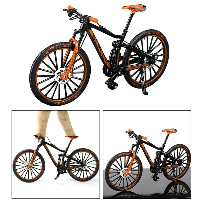 1:10 Mini Racing Bicycle Mountain Finger Bike Bicycle Miniature mountain Toys Model Decoration Crafts Orange