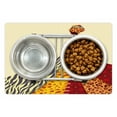 thumbnail image 1 of Modern Pet Mat for Food and Water, Girl Posing with a Dress of Different Design Patterned Image Print, Non-Slip Rubber Mat for Dogs and Cats, 18" X 12", by Ambesonne, 1 of 2