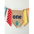 thumbnail image 3 of Polka Dot Gingham Fabric Banner with Felt Ball Trim and One Cookie Decoration, First Birthday Party Decorations, Party Backdrop, Photo Background, Event Decor, Birthday Party Supplies, 3 of 7