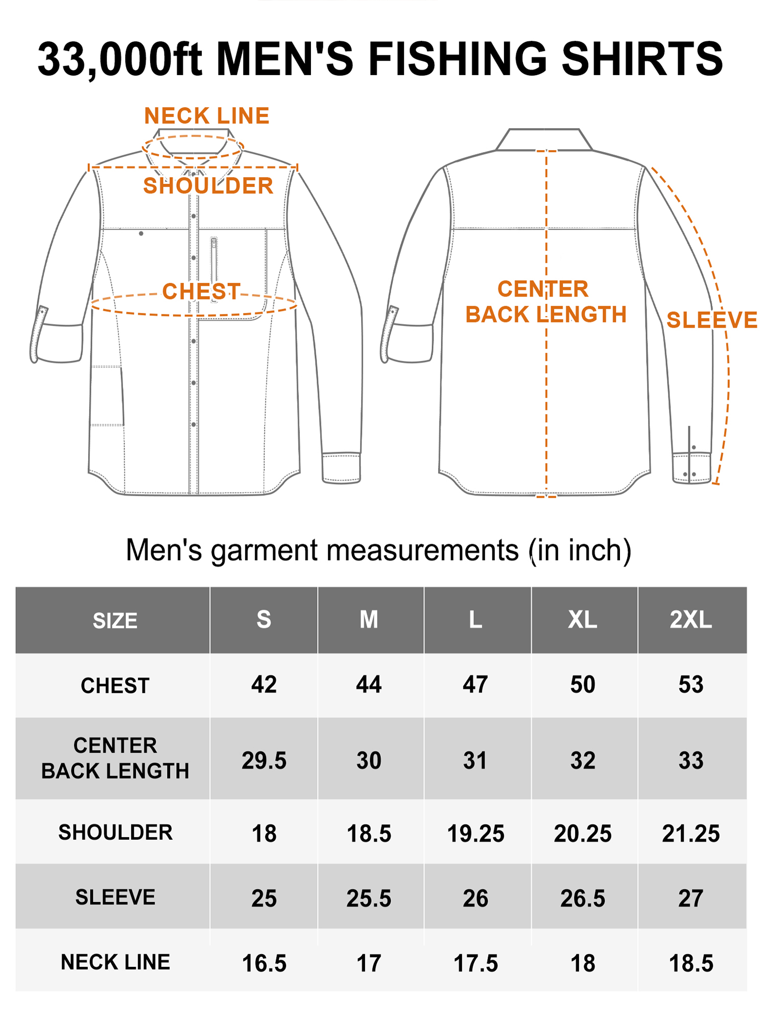 33,000ft Men's UPF 50+ UV Protection Long Sleeve Hiking Shirts ...