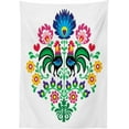 thumbnail image 2 of Gallus Tablecloth, Polish Pattern with Roosters Garden Happy Fashion Celebration Spring Slav Poland, Dining Room Kitchen Rectangular Table Cover, 60" X 84", Blue Pink, 2 of 3
