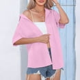 thumbnail image 4 of BSDJILFG Womens Lapel Blouse V Neck Button Down Shirt Short Sleeve Lapel Tops Casual Solid Shirts on Clearance,Sizes S-3XL, 4 of 7