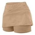 thumbnail image 2 of BiZtdJrK Golf Skorts for Women High Waist Running Yoga Workout Mini Skirts Stretch Sport Tennis Skort Solid Color Summer Skirt Inner Shorts Khaki S, 2 of 6