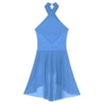 thumbnail image 5 of iiniim Women's Lyrical Ballet Leotard Sleeveless Halter Neck Flowy Skirt Dress Modern Contemporary Dancewear Light Blue S, 5 of 7