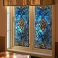 thumbnail image 6 of Blue Stained Glass Window Cling Removable Static Film Privacy Decor for Glass Door Window Living Room Bedroom, 6 of 7