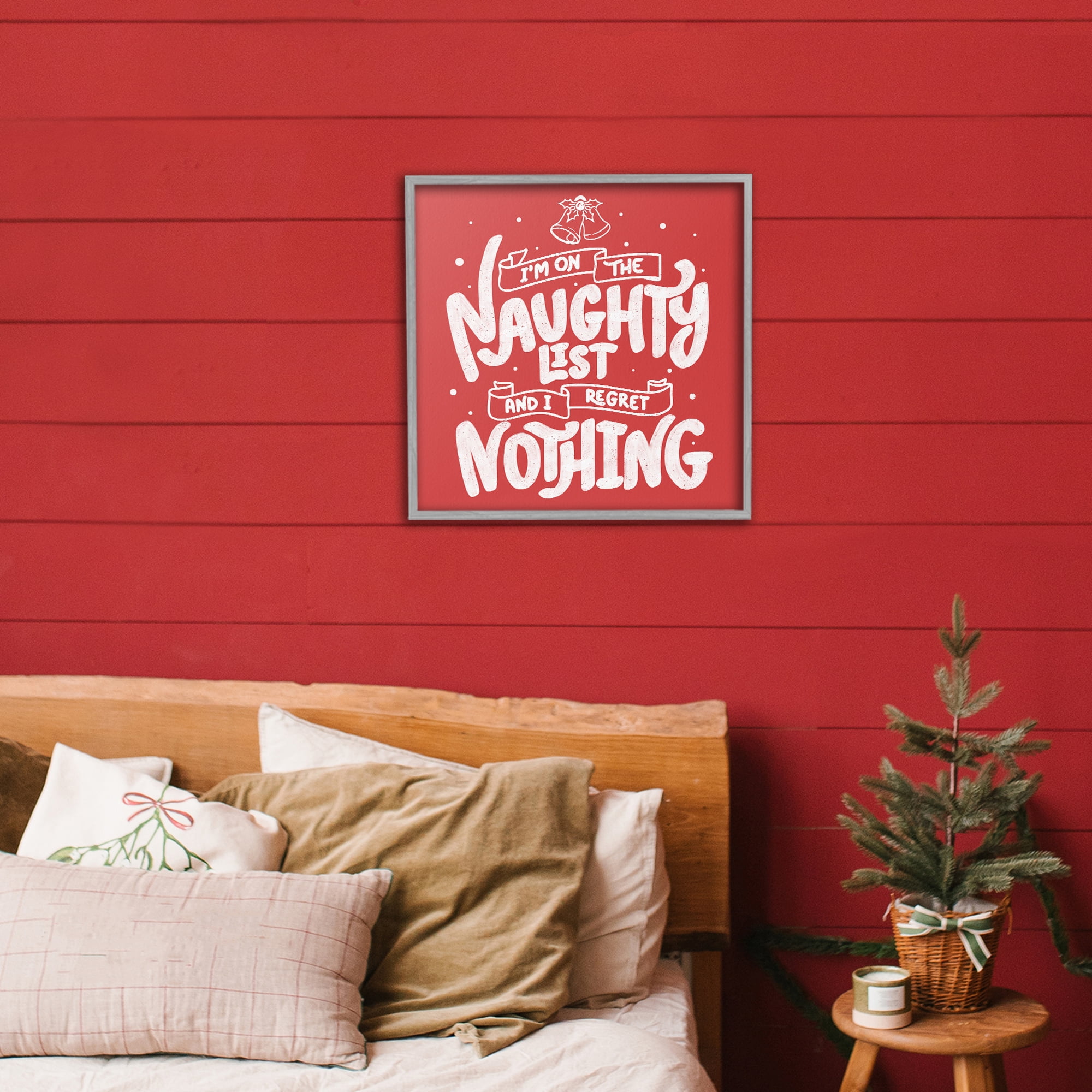 Stupell Industries Naughty List Regret Nothing Gray Framed Giclee Art, design by Tobe Fonseca
