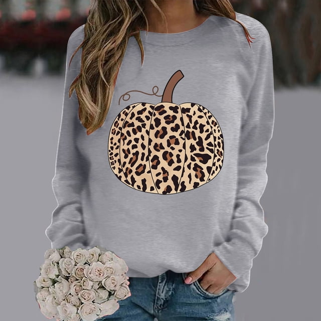 Liquidation à 50 % Chandail Surdimensionné pour Femmes 2023 Mode Décontractée Manches Longues Col Rond Imprimé Chandail pour Dames Hauts Blouse