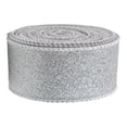 thumbnail image 2 of Dusknt 1 Pack Wired Christmas Ribbon 2.5 Inch X 10 Yards, Glitter Holiday Ribbon for Christmas Tree Decor, Wreath Garland, and Gift Wrapping for Xmas Party Light Gray, 2 of 2