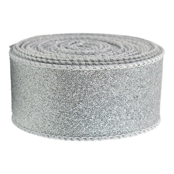 2.5" X 10 Yards Christmas Ribbon for Gift Wrapping, Metallic Glitter Wired Ribbon for Christmas Tree, Garland, Wreath, DIY Crafts Ornaments, Xmas Decorations Holiday Party Decor