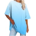 thumbnail image 3 of Womens Tops Short Sleeve, Xunlbb Women's Oversized Round Neck Short Sleeved Solid Summer Base Shirt Sports T-shirt Tops ,Women's Tops for Workout/Running/Hawaiian Beach Vacation Light Blue, 3 of 8