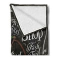 thumbnail image 2 of Fruit Soft Flannel Fleece Throw Blanket, Ripe Cherries Sketch Style Stem and Leaves Fruit Shop Sign Design on Dark Backdrop, Cozy Plush for Indoor and Outdoor Use, 70" x 90", Multicolor, by Ambesonne, 2 of 5