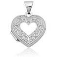 thumbnail image 3 of 10K Solid White Gold Heart Personalized Photo Locket Necklace Picture Pendant Charm, 3 of 8