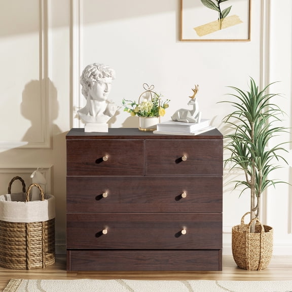 Ktaxon 4 Drawers Dresser Chests for Bedroom, Wood Chset of Drawers,Dressers Organizer for Bedroom, Living Room,Hallway, Brown