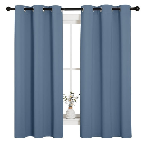 NICETOWN Blackout Thermal Curtains Stone Blue, Set of 2, W42 x L63 Bedroom Blackout Curtains 2 Panel Sets 63 inch Length Blackout