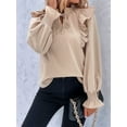 thumbnail image 3 of Women'S Long Sleeve Tops Dressy Casual V Neck Ruffle Tunic Chiffon Blouse Fall Trendy Work Shirts  XL, 3 of 8
