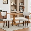 thumbnail image 1 of Set of 2 Modern Dining Chairs - Upholstered Linen Fabric, Curved Backrest, Uniform Hardwood Frame, Stylish Accent Side Chairs for Kitchen or Dining Room - Comfortable Seating - Off Brand, Linen, 1 of 8