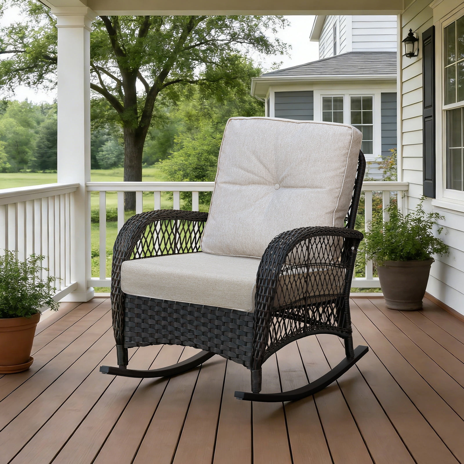 ATR ART to REAL 22" x 24" x 4.3" Outdoor Chair Deep Seat Cushion Set,Patio Furniture Replacement Cushion,Waterproof & Fade Resistant,Khaki