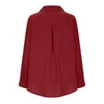 thumbnail image 2 of Juslio Womens Blouses Long Sleeve Button Casual V Neck Tops Blouses Red M, 2 of 9