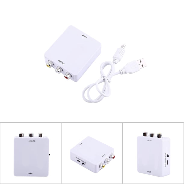 Convertidor 1080p a AV 3RCA ANGGREK Adaptador de vídeo compuesto Mini entrada digital HD Negro