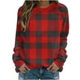 thumbnail image 7 of NTACZA Plus Size Tops for Women Crewneck Plaid Red Sweatshirts Soft Loose Long Sleeve Shirts Casual Shirts for Women M, 7 of 7