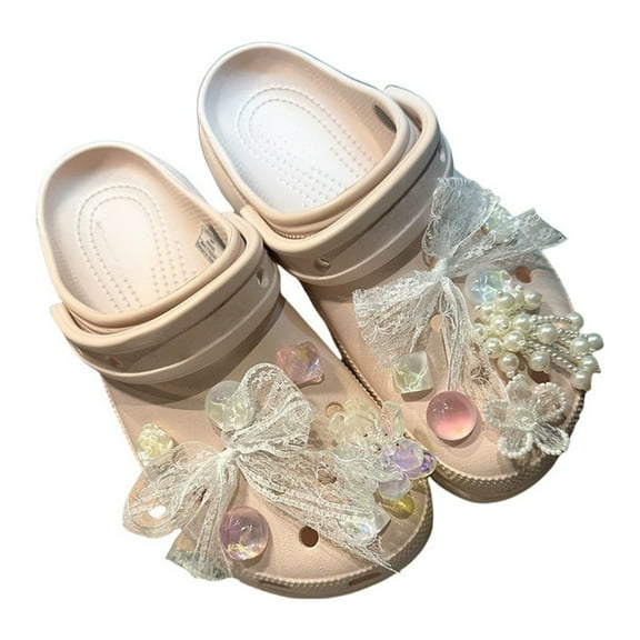 Bow Shoe Charms for Women Flower Butterfly Rhinestones Shoes Accessories for Girls Cute Pearl Shoe Decoration for Party Favor