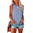 thumbnail image 2 of JIAYUE Women's Tank Top Sleeveless Lightweight Crew Neck Basic Loose Fit Versatile Solid Color Casual With Pocket Female Summer Vest, 2 of 5