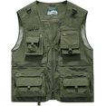 thumbnail image 2 of SURJDE Mens Jacket Field Pofessional Emergency Field Fishing Multi Pocket Vest (a-Green, M), 2 of 3