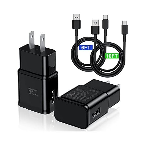xixishop Type C Charger Fast Charging, 2 Pack USB Android Phone Wall Block & 1x 6ft 10ft Charge Cable Cord, for Samsung Galaxy S8/ S9/ S10 Plus Active S10e, S20/ S21 Ultra Plus, Note 8 9 10 (CA-57T)