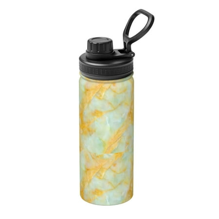 

Ocsxa Yellow With Teal Marble Print 18oz Stainless Steel Water Bottle Unisex Water Bottle Insulated Sports Water Cup Flask for Cold Water Drinks/Sports/Travel/Car/School