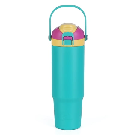 Ozark Trail 30oz Vacuum-Insulated Stainless Steel Dual Lid Insulated Tumbler, Double Wall Vacuum Insulated Travel Tumbler with Sip & Chug Lid,, Teal