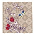 thumbnail image 3 of Ambesonne Floral Shower Curtain, Blooming Flower Retro, 69"Wx84"L, Multicolor, 3 of 5