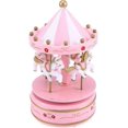 thumbnail image 1 of Wooden Carousel Music Box 4 Pcs Music Boxes Under The Horse For Kids Girls Kids Birthday Gift Melody Table Decoration, 1 of 4