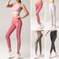 thumbnail image 4 of Pantalon de Yoga pour Femmes Rétro Rayé Côté Taille Haute Collants de Sport Entraînement Physique Course Cyclisme Collants Adaptés pour Gym Maison Rue, 4 of 8
