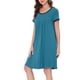 thumbnail image 4 of Vestido de salón para mujeres INSPIRE CHIC, camisones de noche, pijamas de color sólido, con cuello redondo, en color azul pavo real, 4 of 5