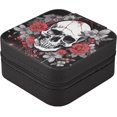 thumbnail image 2 of Coolnut Skull with Flowers Compact Leather Jewelry Box - Mini Travel Jewelry Case Organizer & Holder for Girls, Women | Ideal for Rings, Earrings, Necklaces Women Gifts, 2 of 7