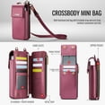 thumbnail image 5 of Crossbody Phone Bag Purse Wallet Case for iPhone/Galaxy/Pixel Series Cell Phones (Less Than or Equal to 7.6"), with Shoulder/Wrist Strap Lanyard, RFID Blocking Credit Card Holder, PU Leather Bag, Red, 5 of 7
