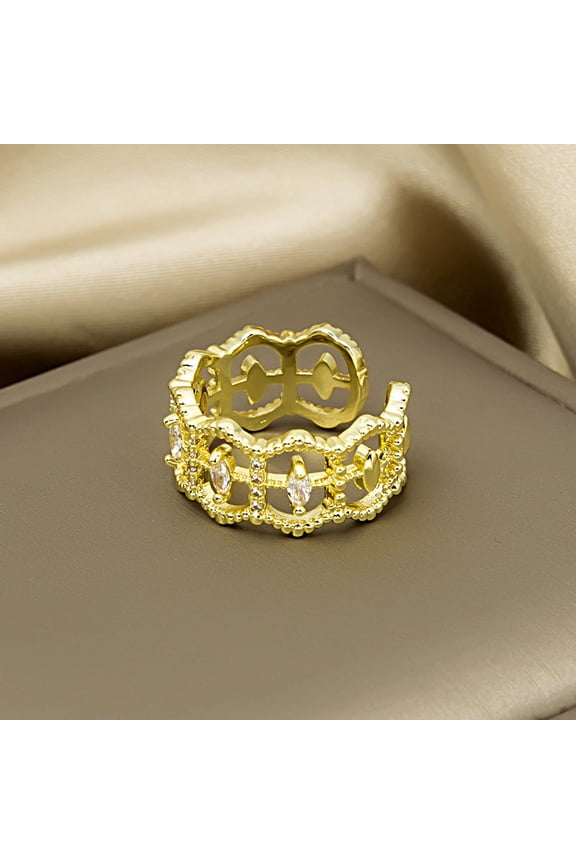 Trendy Index Finger Ring Copper Inlay Korean Style Geometric Design Accessory For Daily Wear Daily Style Picks
