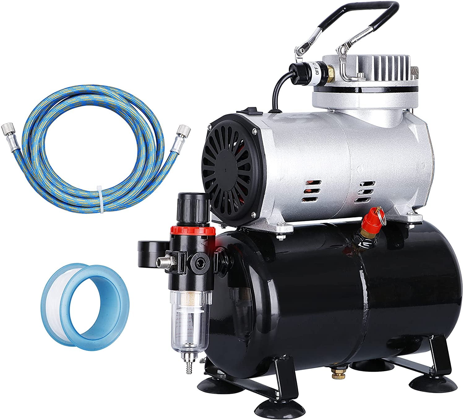 1/6 HP Airbrush Compressor w/ Internal Tank and 6 Ft. Hose – Mix Wholesale