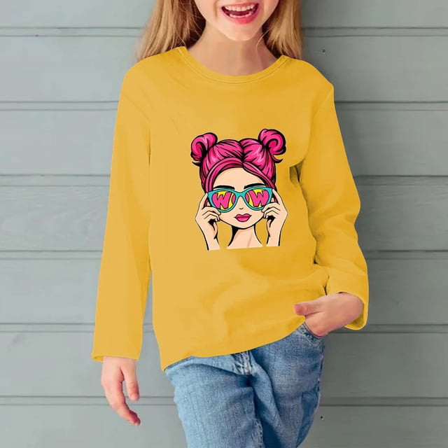 Cowsor Chandail Brodé à Fleurs pour Filles – Col Rond Imprimé Sans Capuche (3-12 Ans)