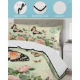 thumbnail image 4 of Vintage Butterfly Roses Twin Size Down Alternative Comforter, Lightweight Comforter Quilt Bedding Set with Pillow Shams Spring Botanical Floral All Seasons Bed Comforter Duvet Insert 68"x86", 4 of 7