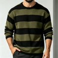 thumbnail image 5 of Men's Fall Winter Crewneck Striped Knit Pullover Sweater, Loose Fit Color Block Knit Long Sleeve Casual Top for Daily Wear , L, 5 of 6