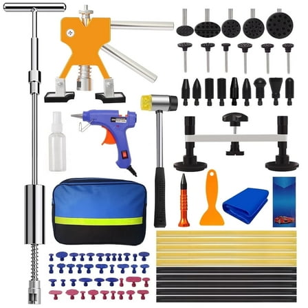 Aiqeek 81PCS Auto Dent Puller Kit -Autobody Repairs Adjustable Golden Dent Remover Tools Paintless Dent Repair Kit Dent Lifter Puller for Car Large & Small Ding Hail Dent Removal