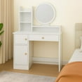 thumbnail image 2 of Dressing Table With Drawers, LED Tri-Color Mirror, Easy To Clean, Suitable For Small Space In Home Office, Bedroom, 2 of 5