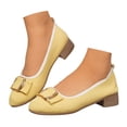 thumbnail image 3 of Womens Shoes,Casual Loafers Comfortable Square Heel for Everyday Wear Leather Casual Loafers for Breathable Walking,Shoes for Women,Light Yellow,7.5, 3 of 9