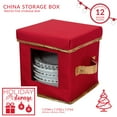 thumbnail image 3 of Simplify Holiday Saucer Plate Dinnerware Storage Box with 12 Felt Dividers, Red, 3 of 9