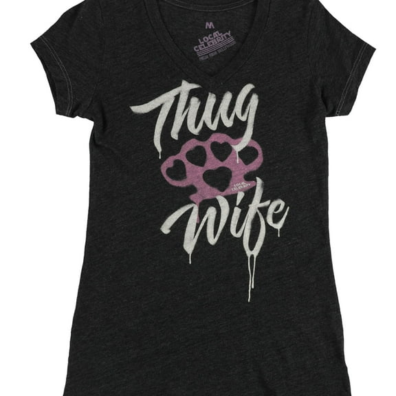Local Celebrity Womens Thug Wife Graphic T-Shirt, Black, Medium